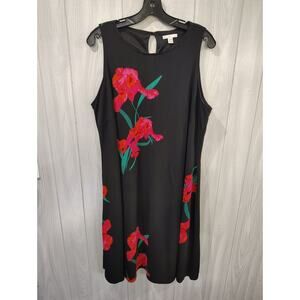 Women's Dark Floral Fairy Peasant Sleeveless Dress Plus Size 14W/16W Office Cato